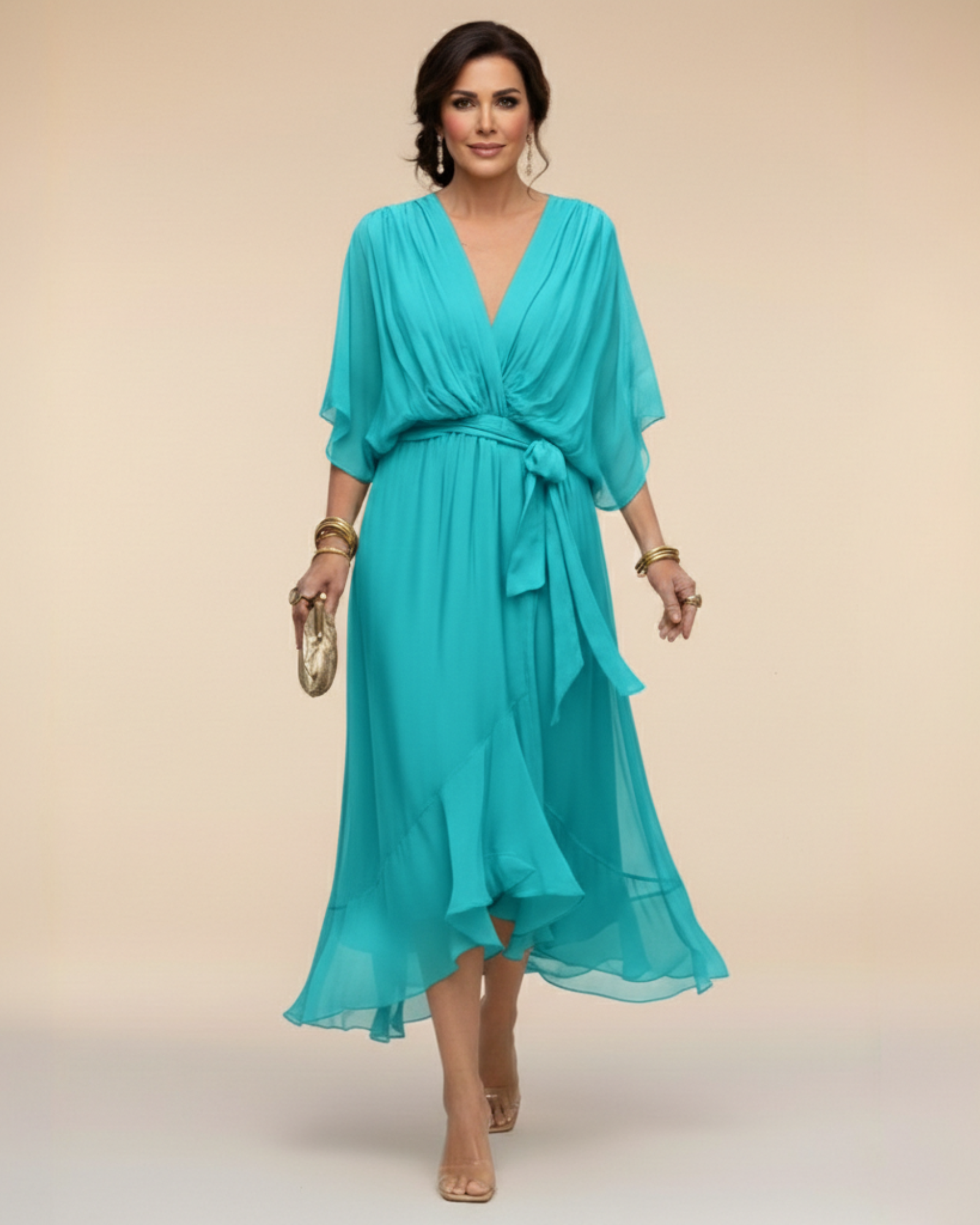 MÓNICA™ | VESTIDO DE CHIFÓN ESCOTE EN V