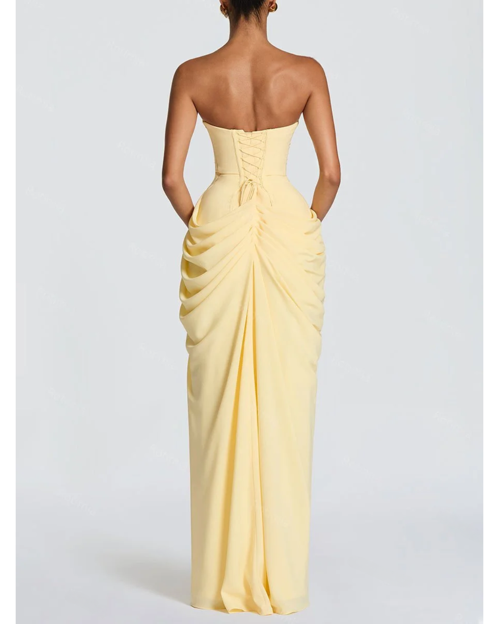 TAMAR™ | VESTIDO LARGO STRAPLESS CON ABERTURA LATERAL