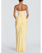 TAMAR™ | VESTIDO LARGO STRAPLESS CON ABERTURA LATERAL