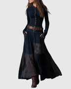 LEONORA™ | VESTIDO LARGO DE ANTE
