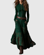 LEONORA™ | VESTIDO LARGO DE ANTE
