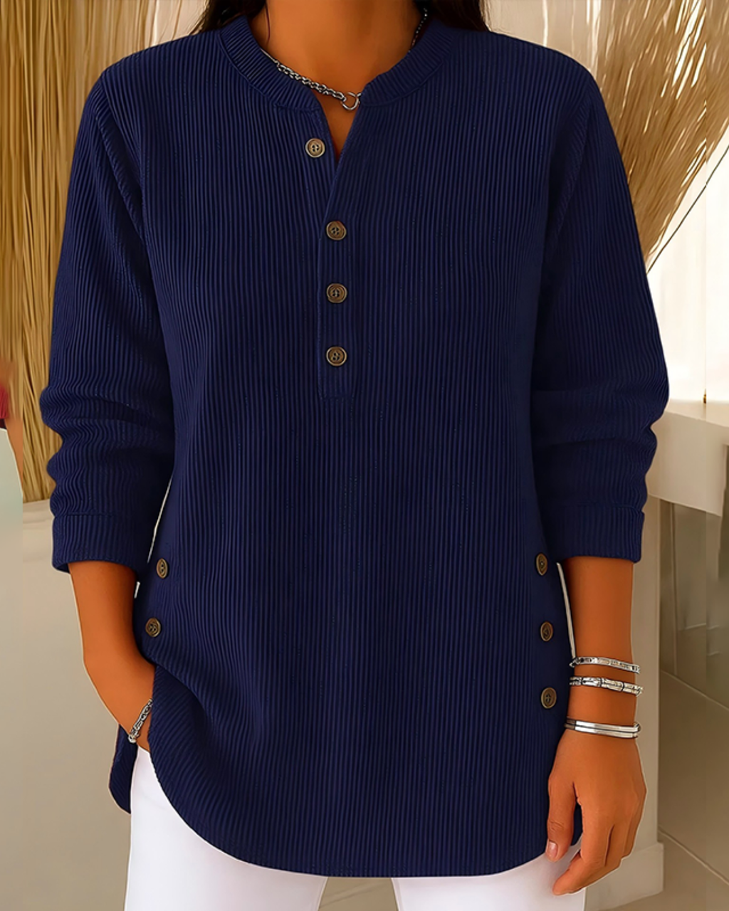 HENLEY™ | BLUSA DE PANA ABOTONADA
