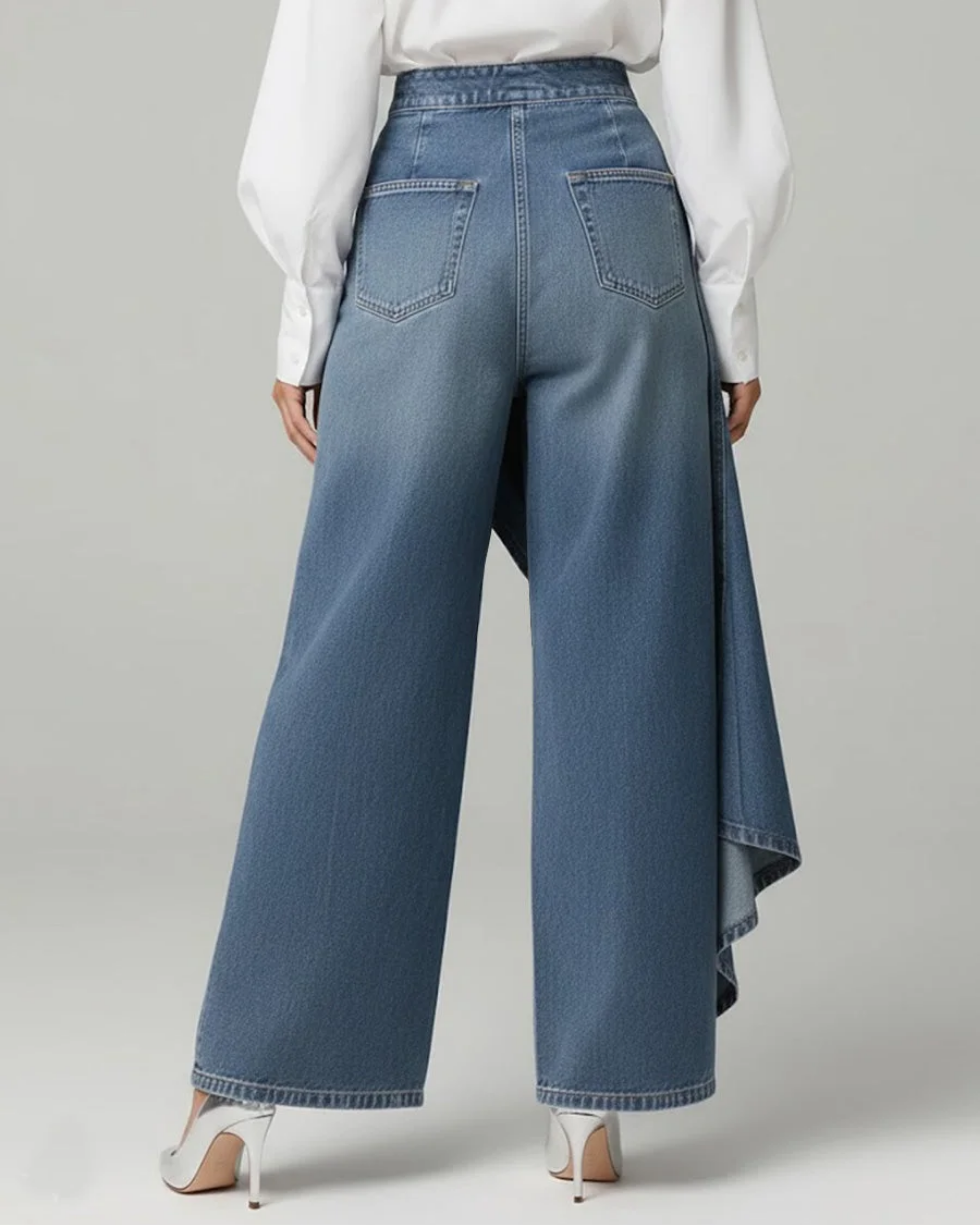 NARA™ | PANTALÓN VAQUERO ENVOLVENTE ALTA COSTURA