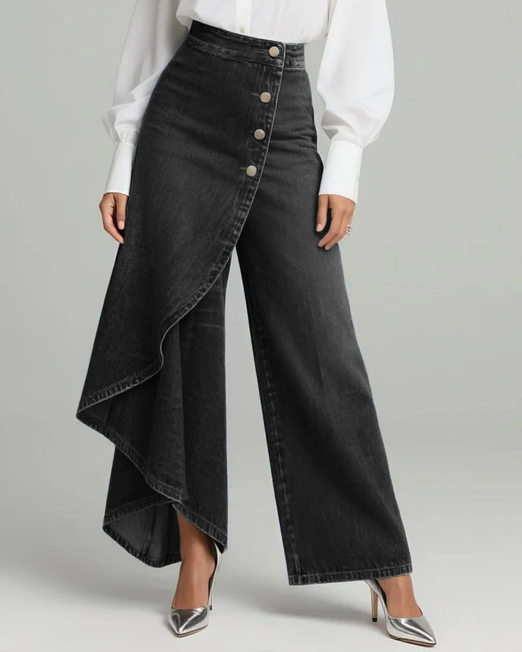 NARA™ | PANTALÓN VAQUERO ENVOLVENTE ALTA COSTURA