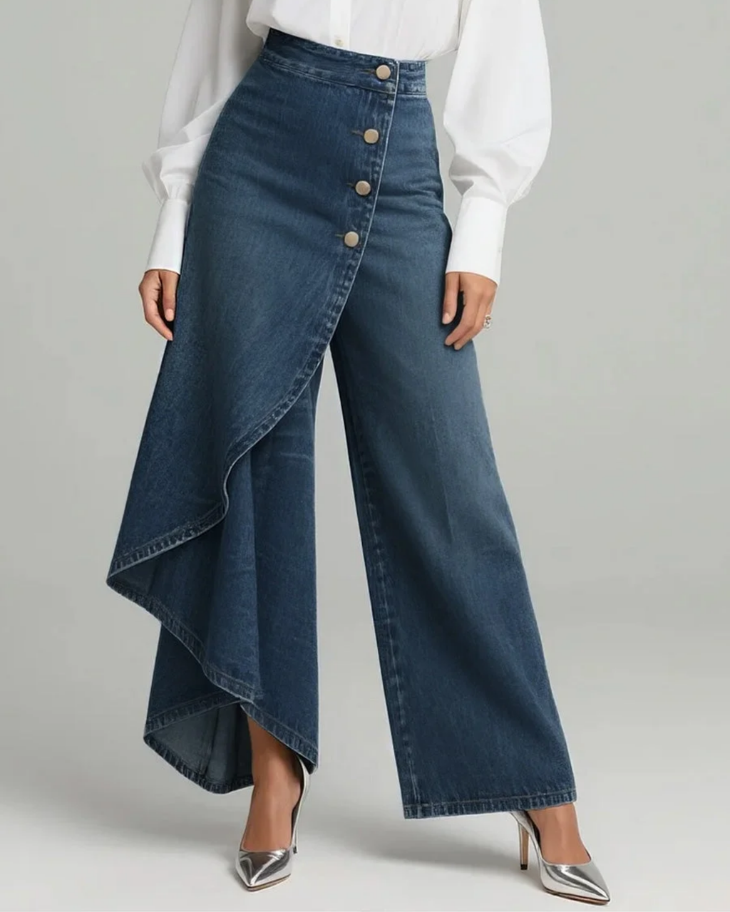 NARA™ | PANTALÓN VAQUERO ENVOLVENTE ALTA COSTURA