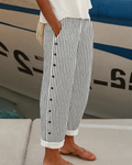 CORAL™ | PANTALONES DE RAYAS CON BOTONES LATERALES