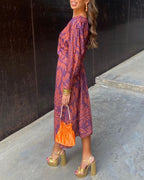 SILVANA™ | VESTIDO MIDI CON ESTAMPADO