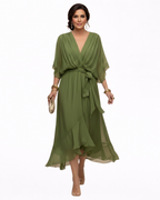 MÓNICA™ | VESTIDO DE CHIFÓN ESCOTE EN V