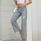 AURORA™ | VAQUEROS DE PIERNA RECTA CON STRASS