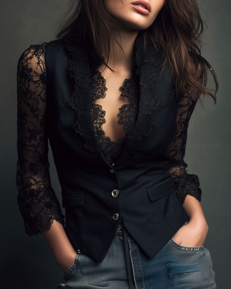 CRISTINA™ | BLAZER CON ENCAJE