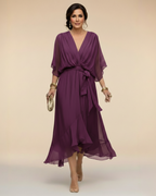 MÓNICA™ | VESTIDO DE CHIFÓN ESCOTE EN V