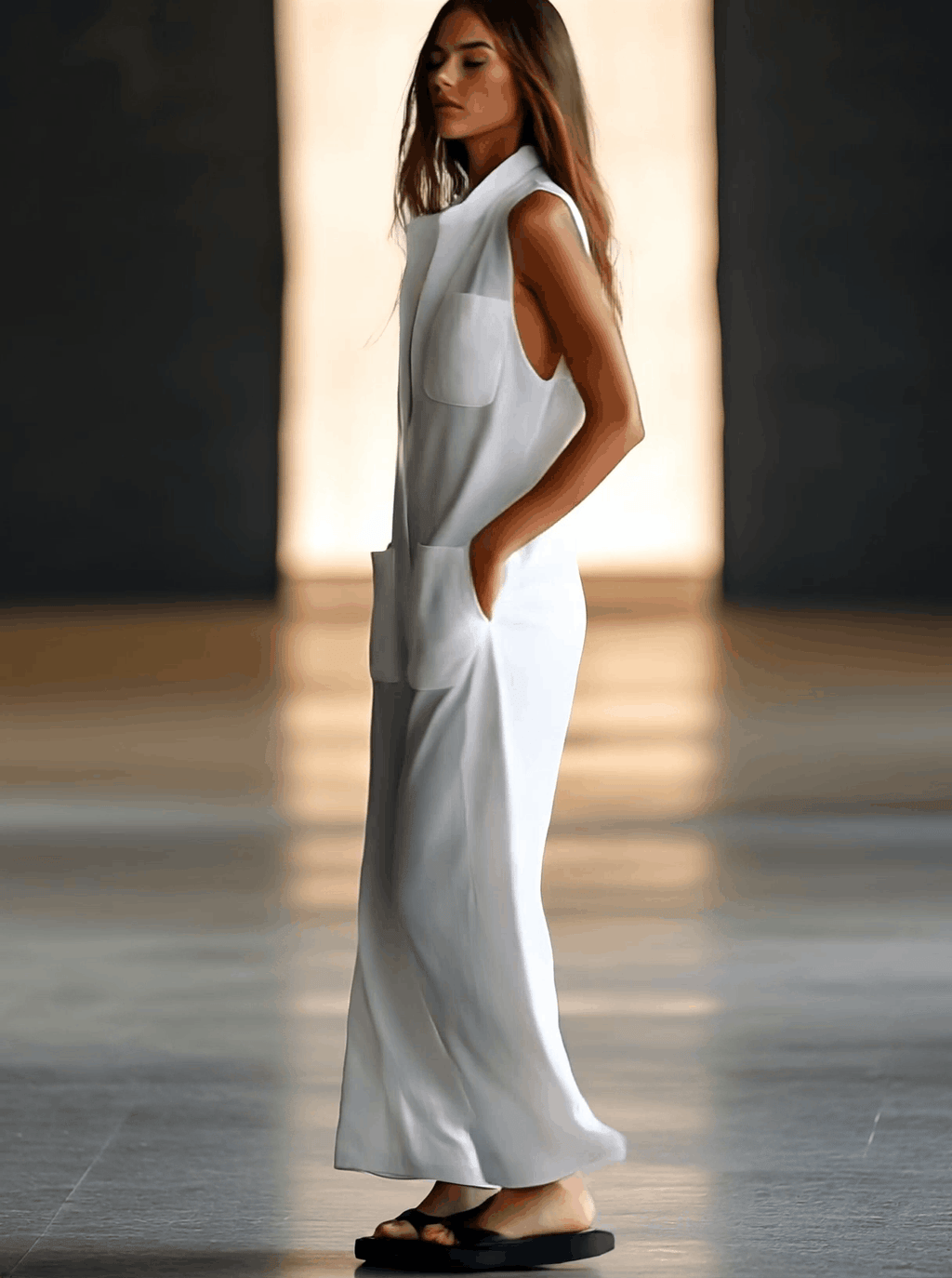 BRISA™ | JUMSUIT LARGO DE LINO BLANCO
