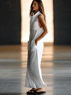 BRISA™ | JUMSUIT LARGO DE LINO BLANCO