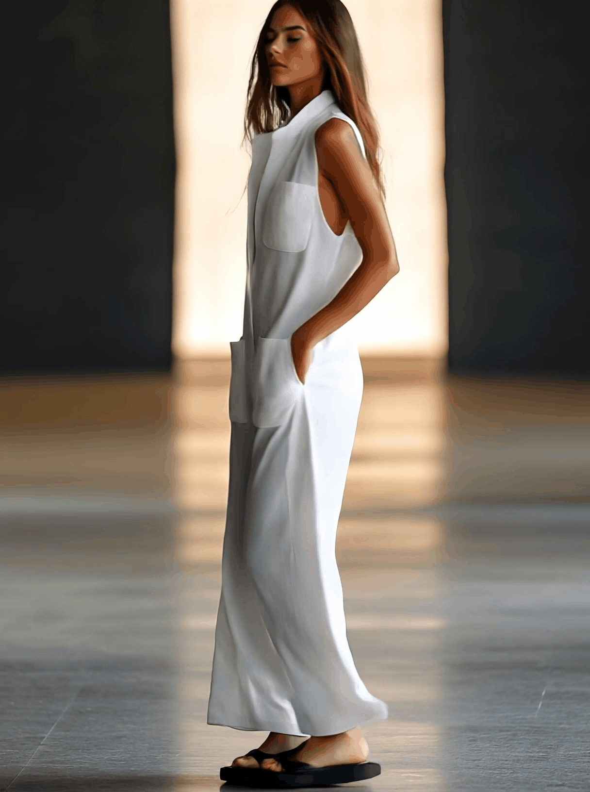 BRISA™ | JUMSUIT LARGO DE LINO BLANCO