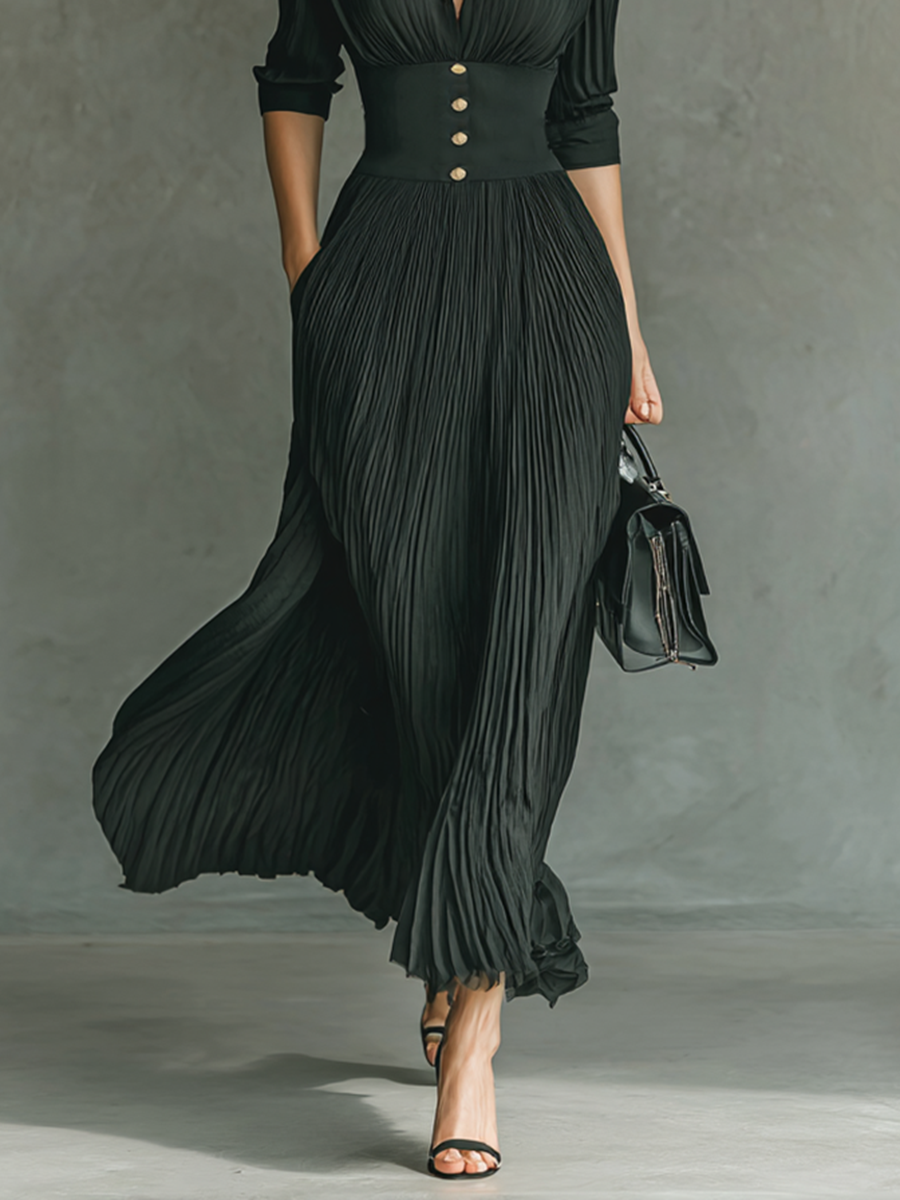 MARGOT™ | VESTIDO MAXI DE CUELLO SOLAPADO