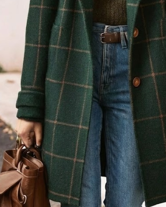 DINA™ | ABRIGO DE LANA A CUADROS