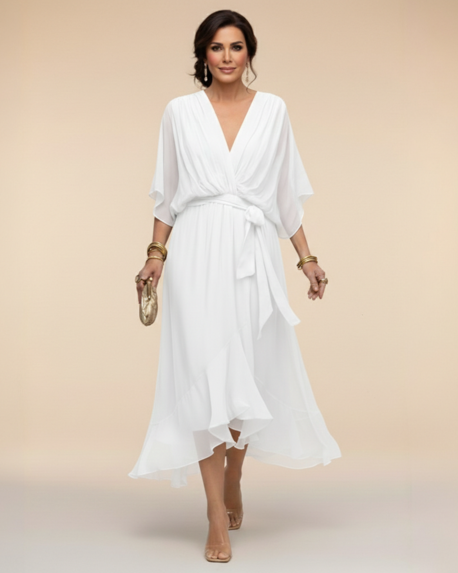 MÓNICA™ | VESTIDO DE CHIFÓN ESCOTE EN V