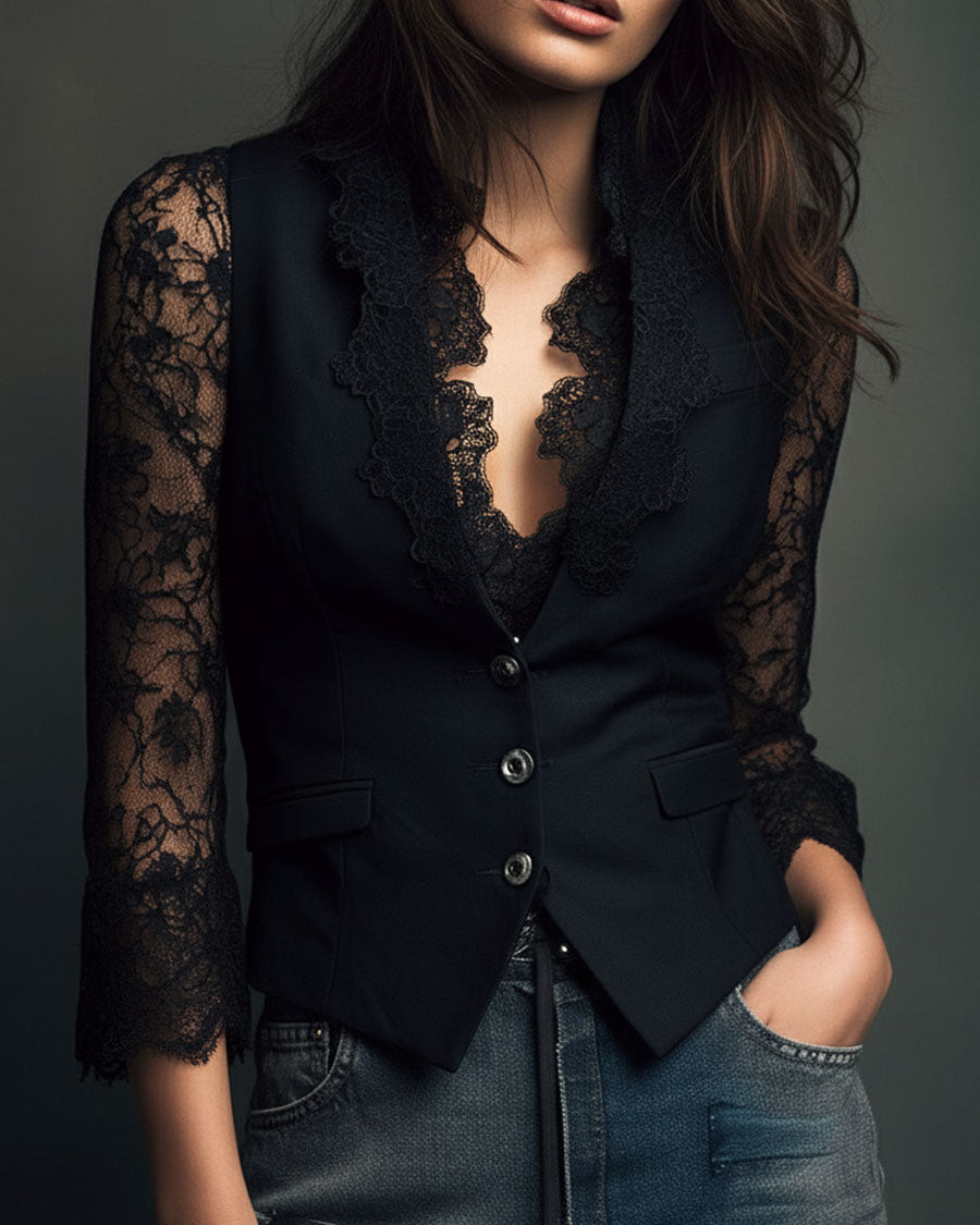 CRISTINA™ | BLAZER CON ENCAJE