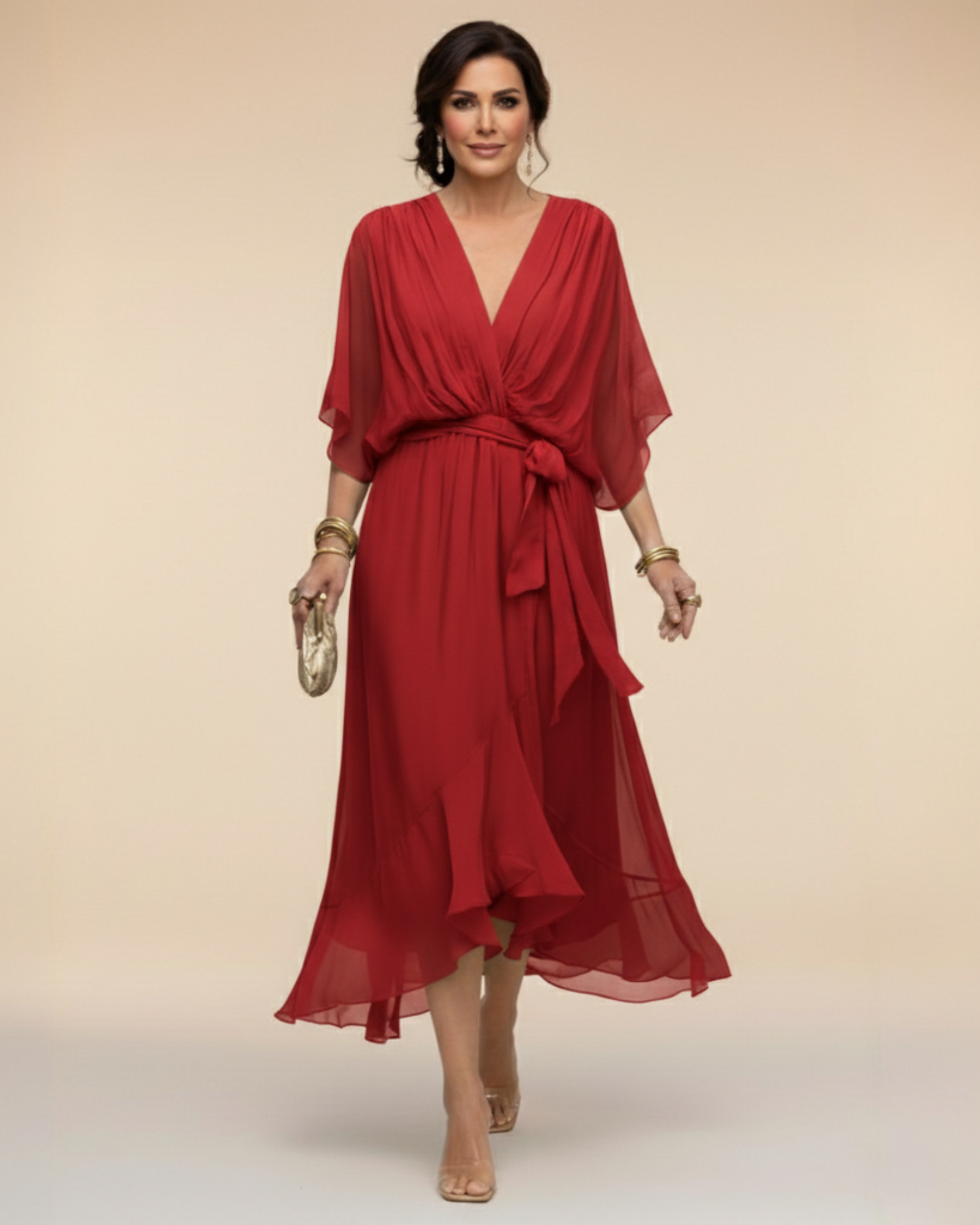 MÓNICA™ | VESTIDO DE CHIFÓN ESCOTE EN V