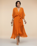 MÓNICA™ | VESTIDO DE CHIFÓN ESCOTE EN V