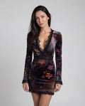 KEYLA™ | VESTIDO CORTO TERCIOPELO CON ESTAMPADO FLORAL