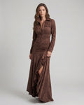 SERAFINA™ | VESTIDO LARGO CON SOLAPA Y VOLANTES