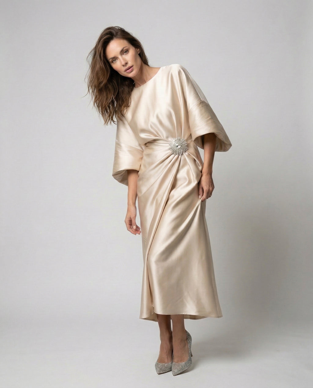 LUZ™ | VESTIDO LARGO DE SATÉN PREMIUM