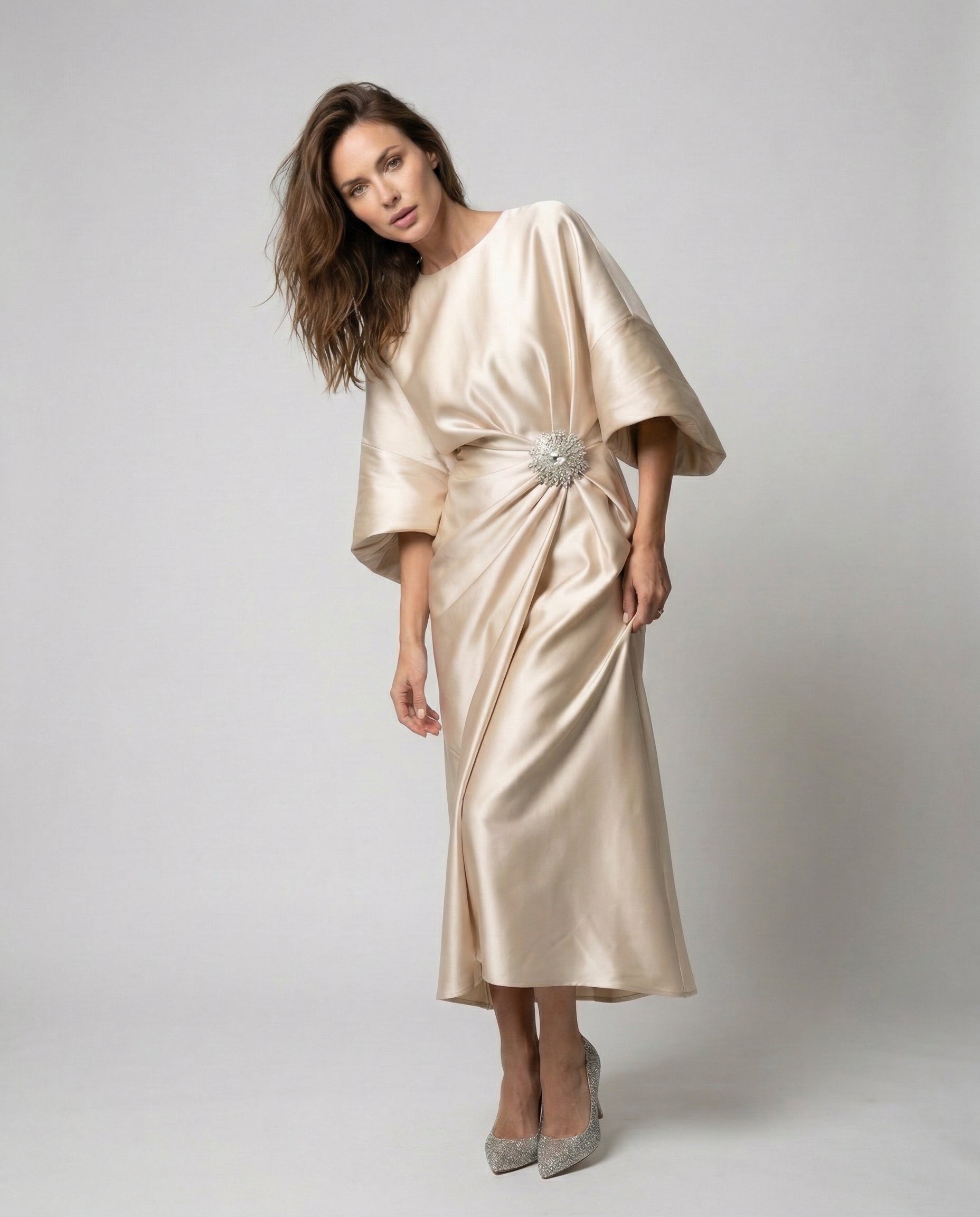LUZ™ | VESTIDO LARGO DE SATÉN PREMIUM