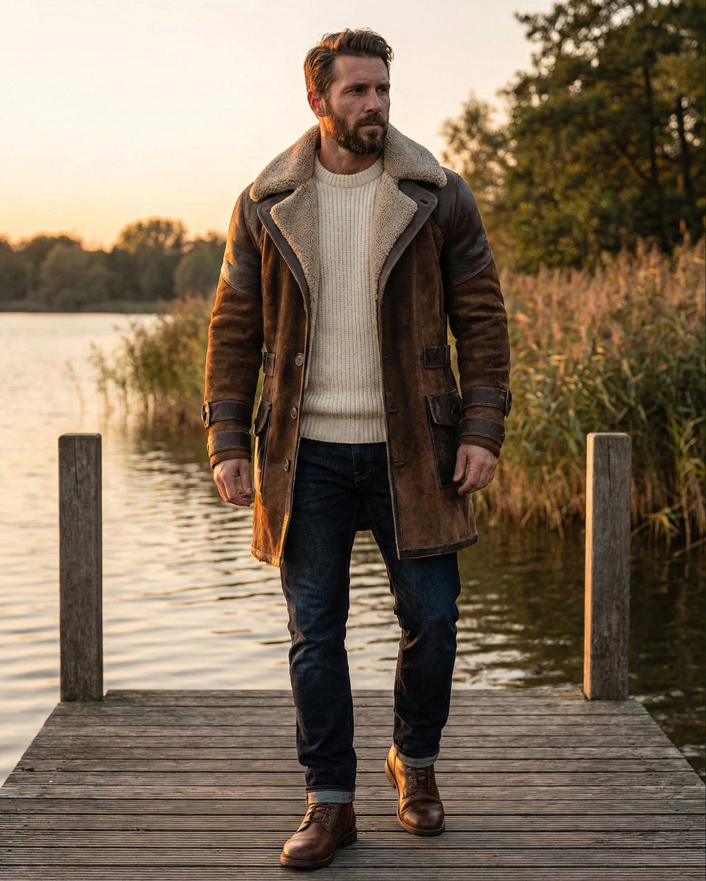 DON GASPAR™ | ABRIGO VINTAGE DE CUERO CON PELAJE