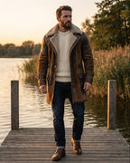 DON GASPAR™ | ABRIGO VINTAGE DE CUERO CON PELAJE