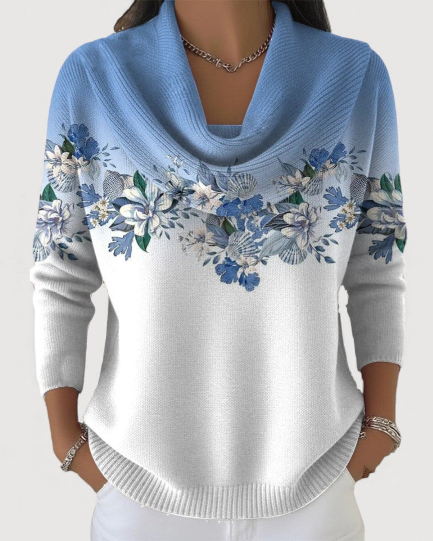 SABRINA™ | SUÉTER FLORAL CUELLO ENVOLVENTE