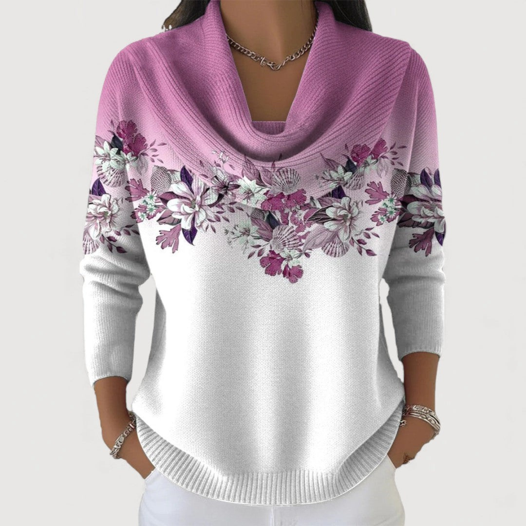 SABRINA™ | SUÉTER FLORAL CUELLO ENVOLVENTE
