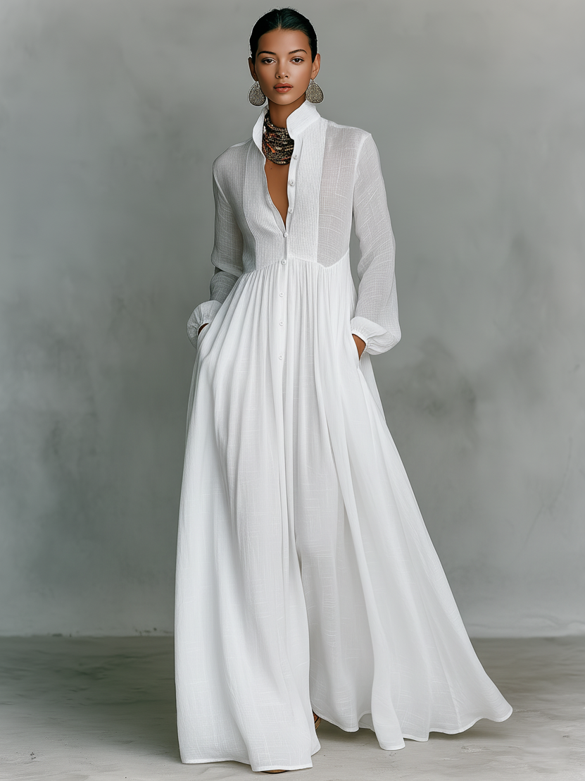 SELENA™ | VESTIDO MAXI DE ALGODÓN Y LINO