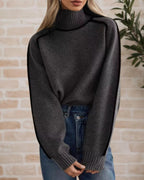 SANDRA™ | JERSÉY DE CUELLO ALTO CON RIBETE