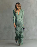 BLANCA™ | VESTIDO ELEGANTE CON MANGAS DE FLECOS