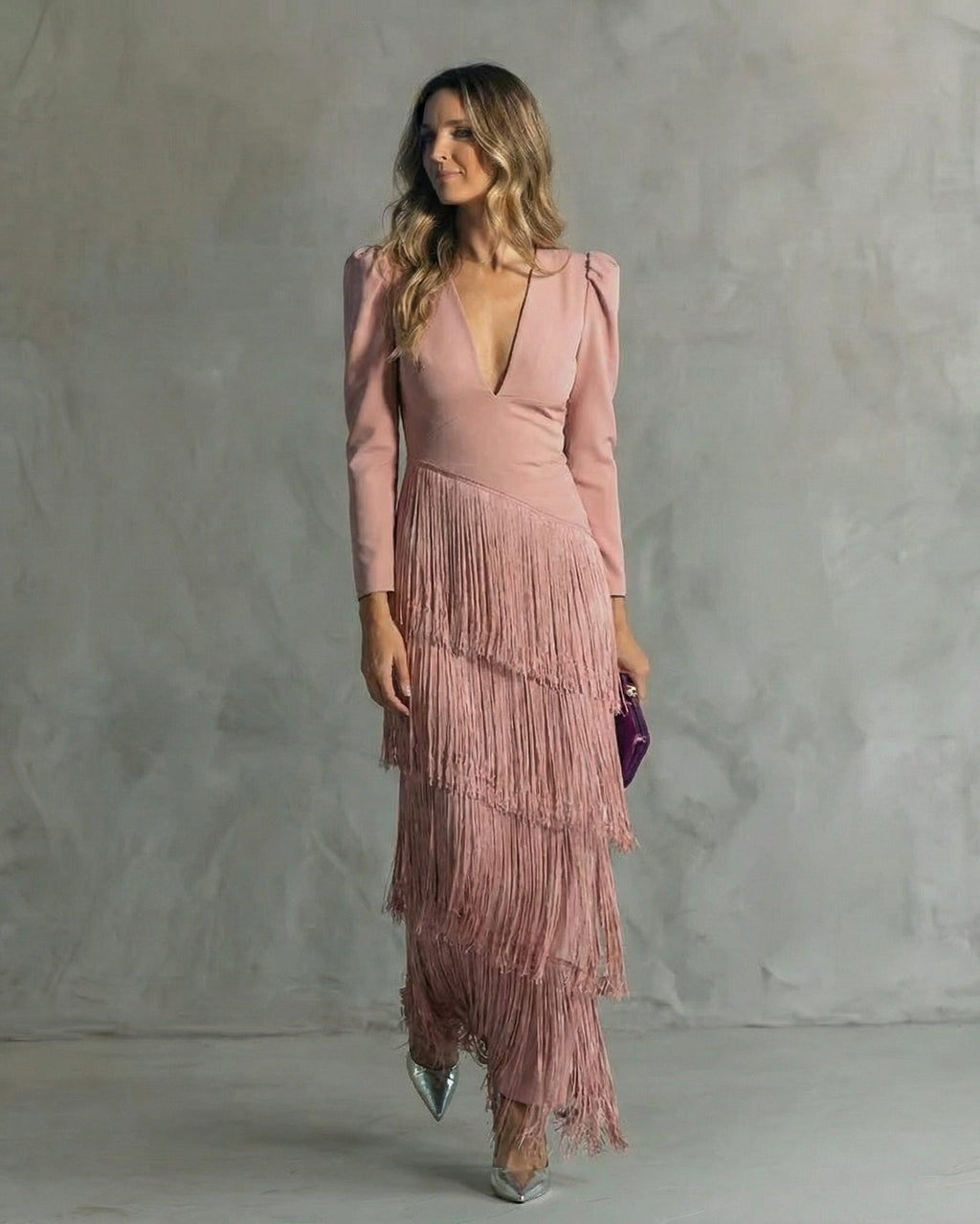 BLANCA™ | VESTIDO ELEGANTE CON MANGAS DE FLECOS