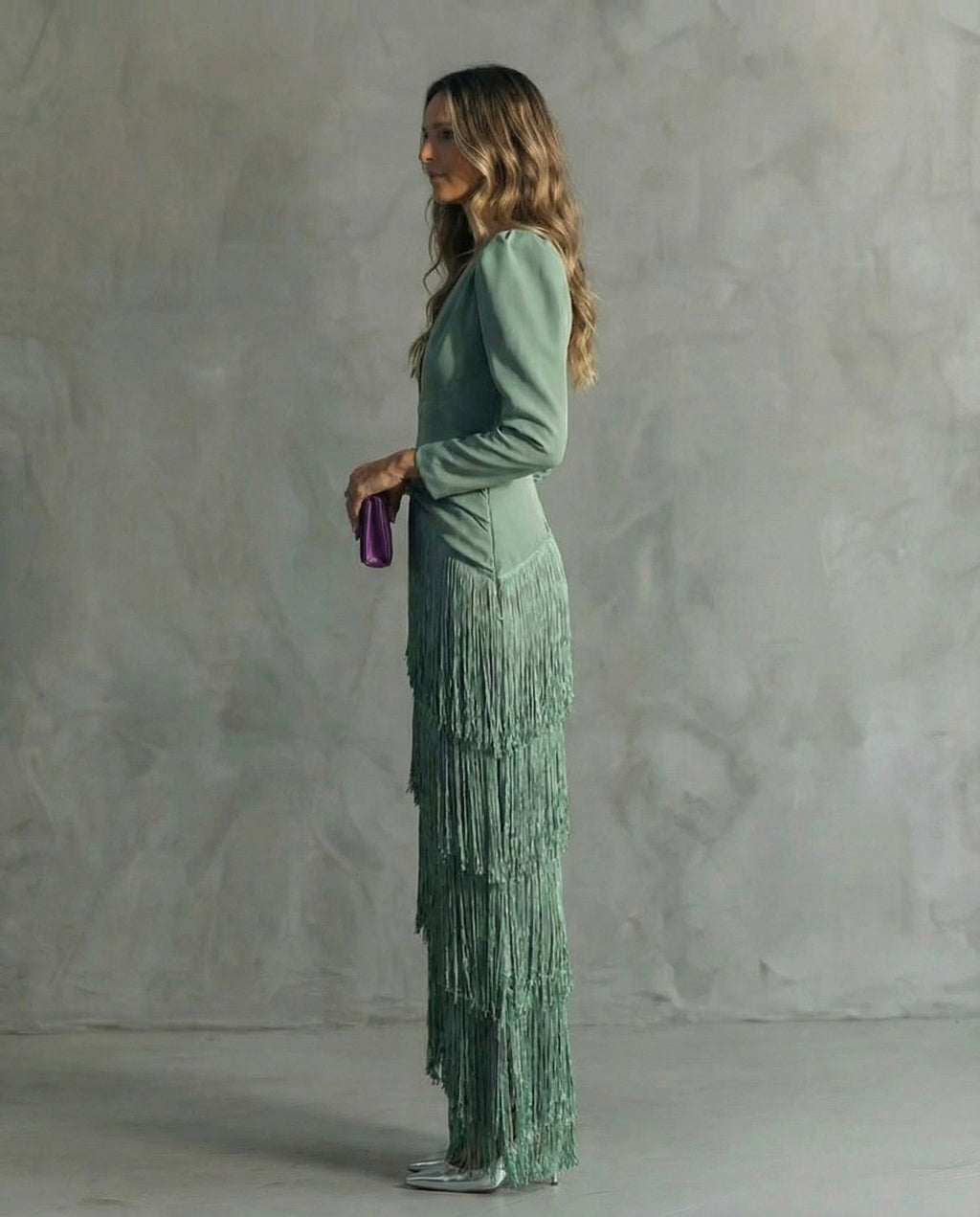 BLANCA™ | VESTIDO ELEGANTE CON MANGAS DE FLECOS