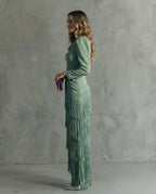 BLANCA™ | VESTIDO ELEGANTE CON MANGAS DE FLECOS