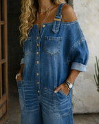 ALEXA™ | JUMPSUIT DE MEZCLILLA HOMBROS DESCUBIERTOS