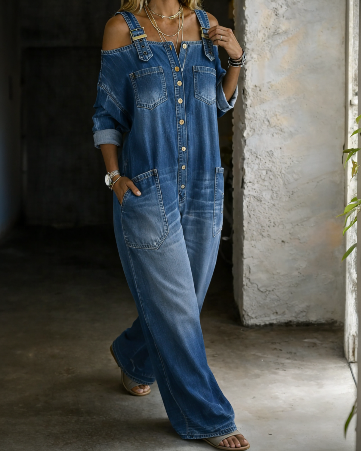 ALEXA™ | JUMPSUIT DE MEZCLILLA HOMBROS DESCUBIERTOS