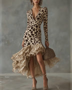 CLARA™ | VESTIDO CON ESTAMPADO ANIMAL Y VOLANTES