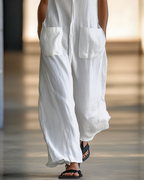 BRISA™ | JUMSUIT LARGO DE LINO BLANCO