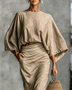 ITZEL™ | CONJUNTO PREMIUM DE BLUSA AMPLIA Y FALDA ENVOLVENTE