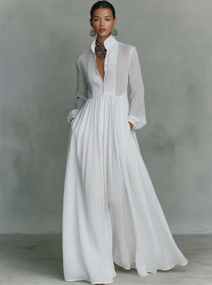 SELENA™ | VESTIDO MAXI DE ALGODÓN Y LINO