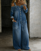 ALEXA™ | JUMPSUIT DE MEZCLILLA HOMBROS DESCUBIERTOS